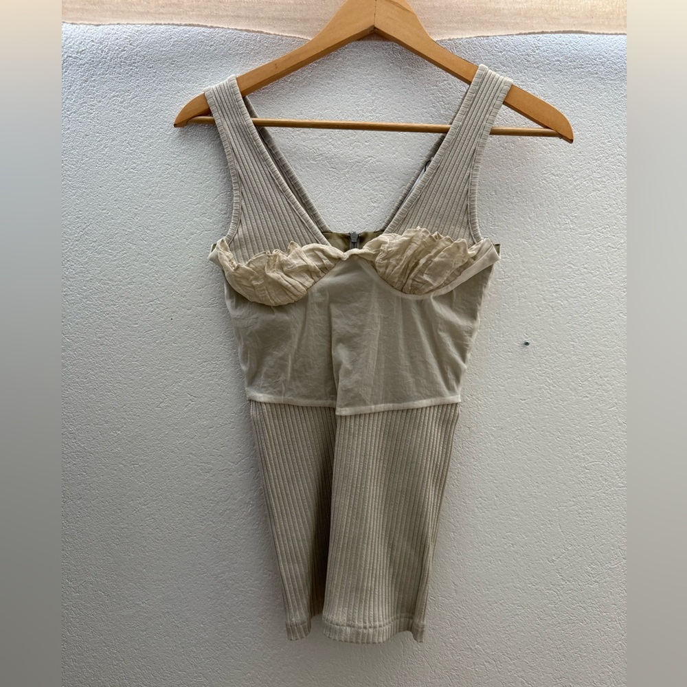 Christopher Esber Beige Ribbed Knit Top